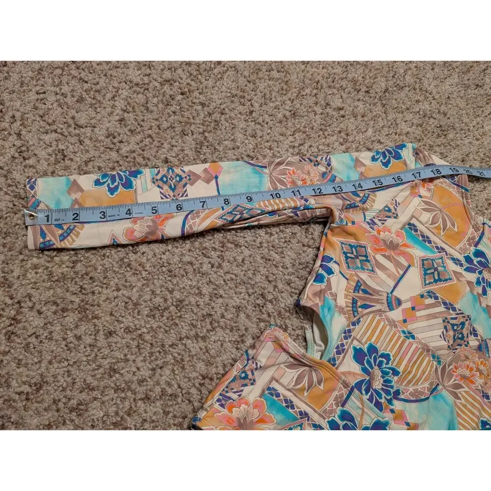 O'NEILL Floral long sleeve, cut out girls one piece swim suit, size 14, surf